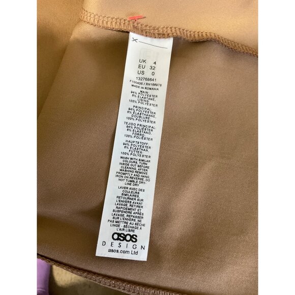 ASOS DESIGN Asymmetric Back Slit Maxi Dress Camel size 0 - Picture 13 of 15